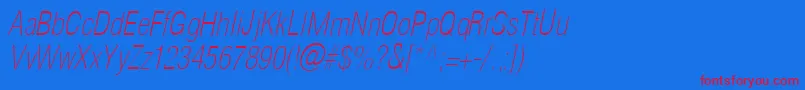 HelioscondthinItalic Font – Red Fonts on Blue Background