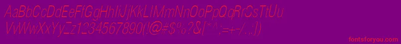 HelioscondthinItalic-Schriftart – Rote Schriften auf violettem Hintergrund