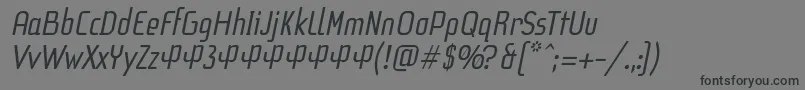 フォントF3SecuenciaRoundItalicFfp – 黒い文字の灰色の背景