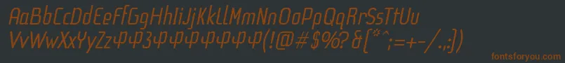 Шрифт F3SecuenciaRoundItalicFfp – коричневые шрифты на чёрном фоне