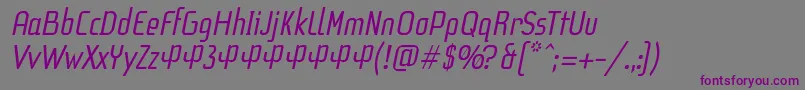 Шрифт F3SecuenciaRoundItalicFfp – фиолетовые шрифты на сером фоне