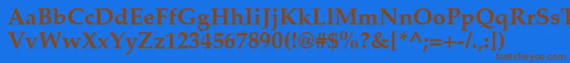 フォントPaltonBold – 茶色の文字が青い背景にあります。