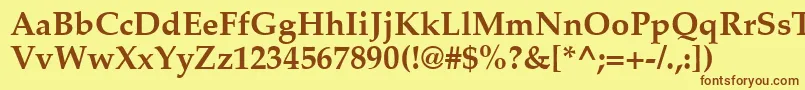 フォントPaltonBold – 茶色の文字が黄色の背景にあります。