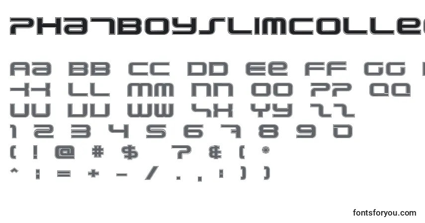 A fonte PhatboySlimCollege – alfabeto, números, caracteres especiais