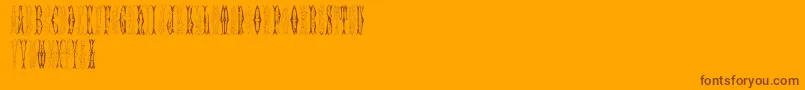 SajouFancyGothic-Schriftart – Braune Schriften auf orangefarbenem Hintergrund