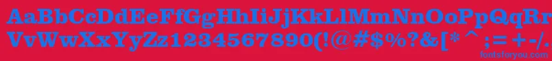 フォントClarendonBoldBt – 赤い背景に青い文字