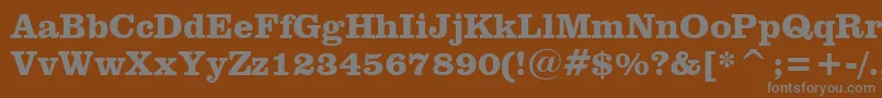 ClarendonBoldBt-fontti – harmaat kirjasimet ruskealla taustalla