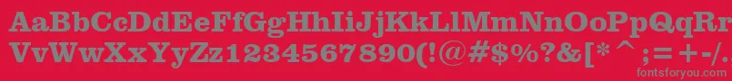 ClarendonBoldBt-Schriftart – Graue Schriften auf rotem Hintergrund