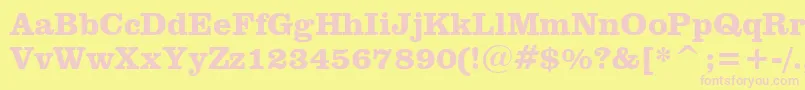 ClarendonBoldBt-fontti – vaaleanpunaiset fontit keltaisella taustalla