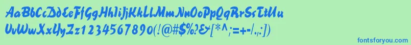 BrookscriptnarrowRegular Font – Blue Fonts on Green Background