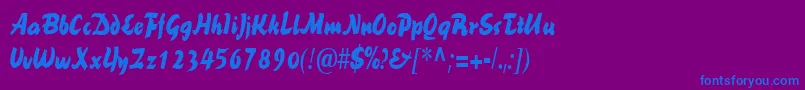 BrookscriptnarrowRegular Font – Blue Fonts on Purple Background