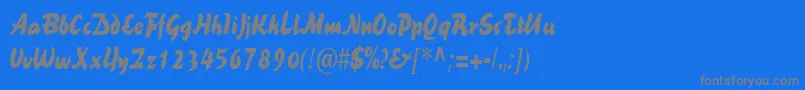 フォントBrookscriptnarrowRegular – 青い背景に灰色の文字