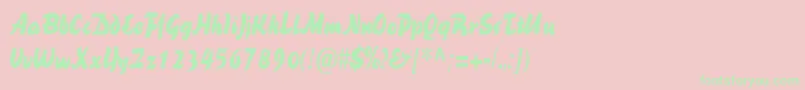 BrookscriptnarrowRegular Font – Green Fonts on Pink Background