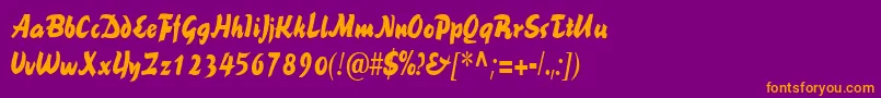 BrookscriptnarrowRegular Font – Orange Fonts on Purple Background