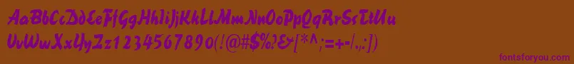 BrookscriptnarrowRegular Font – Purple Fonts on Brown Background