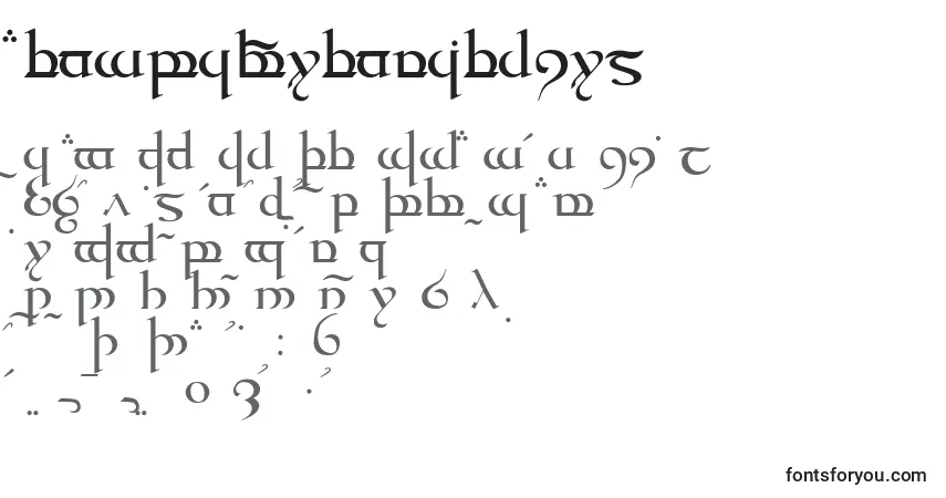 A fonte TengwarQuenyaMedium – alfabeto, números, caracteres especiais