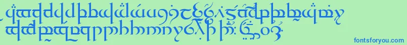 TengwarQuenyaMedium-Schriftart – Blaue Schriften auf grünem Hintergrund