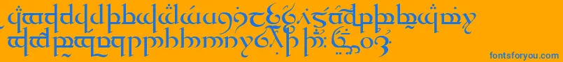 TengwarQuenyaMedium-Schriftart – Blaue Schriften auf orangefarbenem Hintergrund