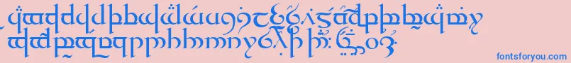 TengwarQuenyaMedium-Schriftart – Blaue Schriften auf rosa Hintergrund