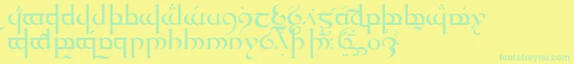 フォントTengwarQuenyaMedium – 黄色い背景に緑の文字