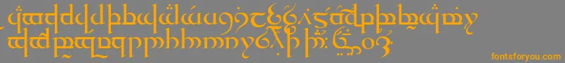 フォントTengwarQuenyaMedium – オレンジの文字は灰色の背景にあります。