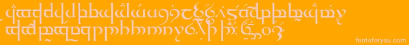 Weitere Informationen zur TengwarQuenyaMedium-Schriftart TengwarQuenyaMedium-Schriftart – Rosa Schriften auf orangefarbenem Hintergrund