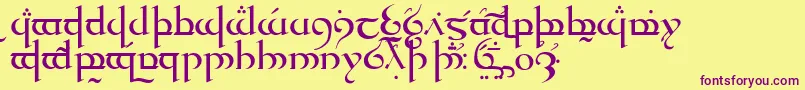 TengwarQuenyaMedium Font – Purple Fonts on Yellow Background