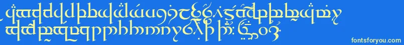 TengwarQuenyaMedium Font – Yellow Fonts on Blue Background