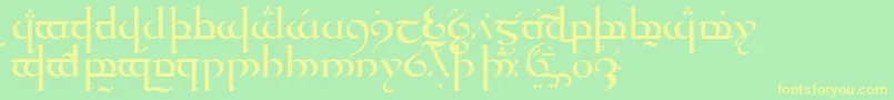 TengwarQuenyaMedium-Schriftart – Gelbe Schriften auf grünem Hintergrund