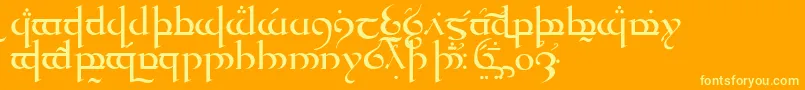 TengwarQuenyaMedium-Schriftart – Gelbe Schriften auf orangefarbenem Hintergrund