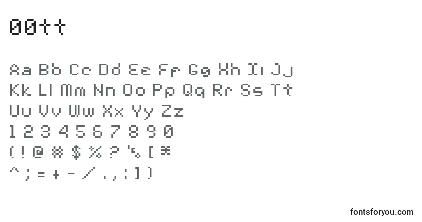 Czcionka 00tt – alfabet, cyfry, specjalne znaki