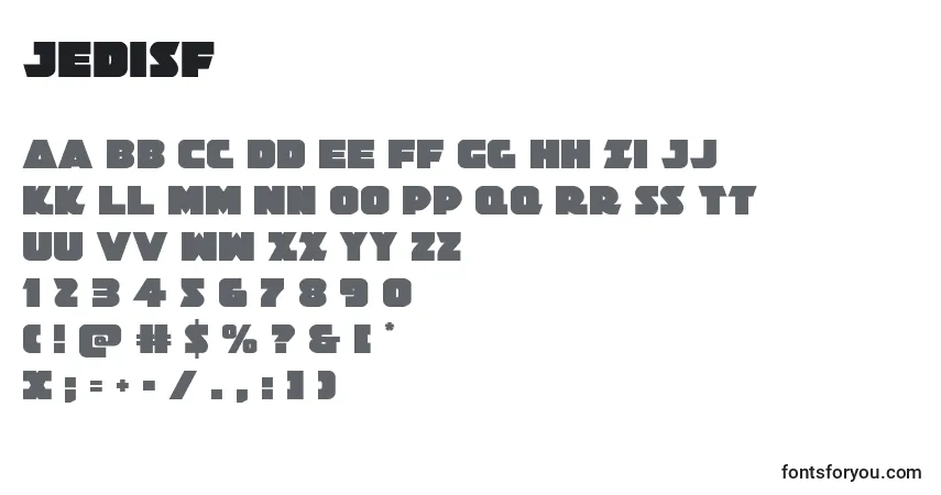 Czcionka Jedisf – alfabet, cyfry, specjalne znaki