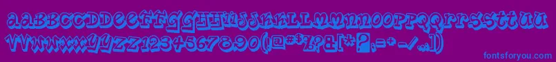 Czcionka PlanetbensontwoRegular – niebieskie czcionki na fioletowym tle