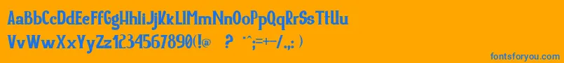 Yore-Schriftart – Blaue Schriften auf orangefarbenem Hintergrund