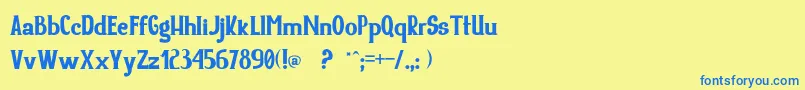 フォントYore – 青い文字が黄色の背景にあります。