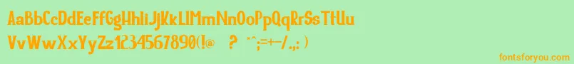 フォントYore – オレンジの文字が緑の背景にあります。