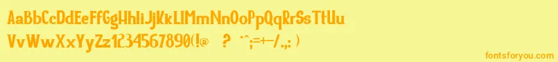 フォントYore – オレンジの文字が黄色の背景にあります。