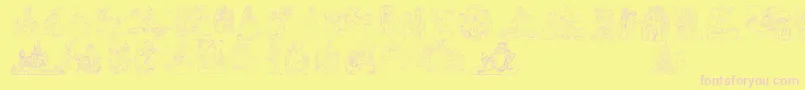 OnceUponATime2-fontti – vaaleanpunaiset fontit keltaisella taustalla