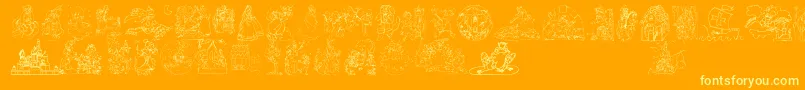 OnceUponATime2-Schriftart – Gelbe Schriften auf orangefarbenem Hintergrund