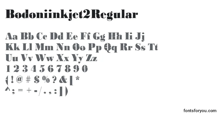 Czcionka Bodoniinkjet2Regular – alfabet, cyfry, specjalne znaki