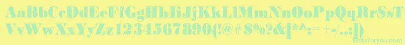 Weitere Informationen zur Bodoniinkjet2Regular-Schriftart Bodoniinkjet2Regular-Schriftart – Grüne Schriften auf gelbem Hintergrund