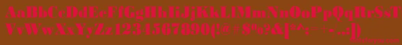 フォントBodoniinkjet2Regular – 赤い文字が茶色の背景にあります。
