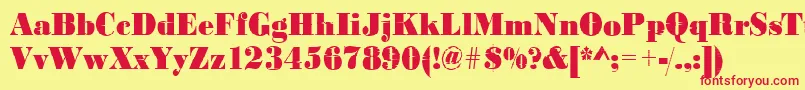 Czcionka Bodoniinkjet2Regular – czerwone czcionki na żółtym tle