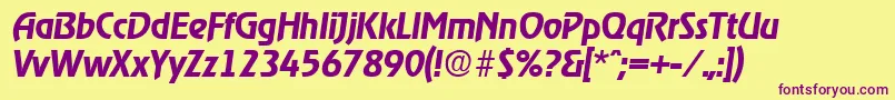 RagtimeDemiboldita Font – Purple Fonts on Yellow Background