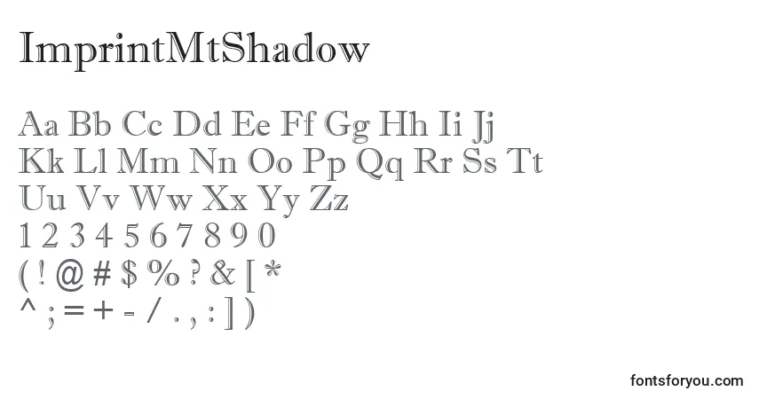 ImprintMtShadow Font – alphabet, numbers, special characters