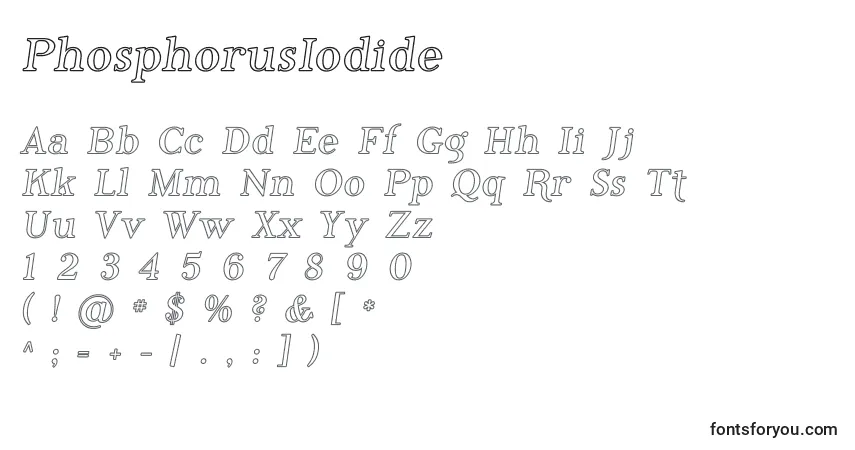Schriftart PhosphorusIodide – Alphabet, Zahlen, spezielle Symbole