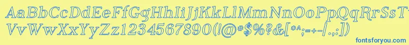 フォントPhosphorusIodide – 青い文字が黄色の背景にあります。