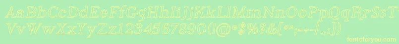PhosphorusIodide-fontti – keltaiset fontit vihreällä taustalla