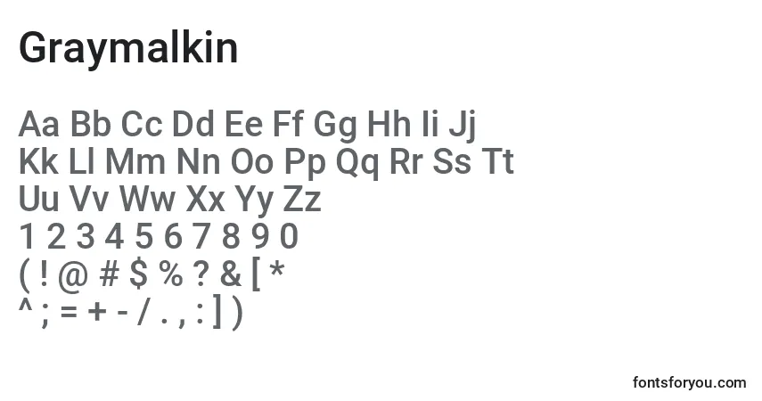 Schriftart Graymalkin – Alphabet, Zahlen, spezielle Symbole