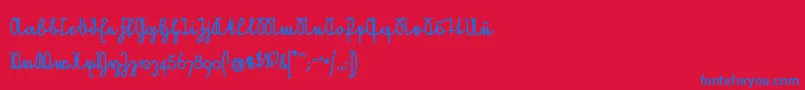 NeueRudelskopfVerbundenFett Font – Blue Fonts on Red Background